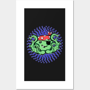 Kawaii pirate Octopus Posters and Art